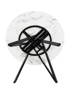 ABRIHOME Tische<Runder Esstisch mit Marmoroptik und Metallbeinen in Schwarz