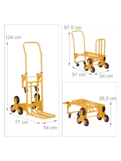 relaxdays Weitere Haushaltshelfer<Sackkarre Treppensteiger "2in1" in Gelb
