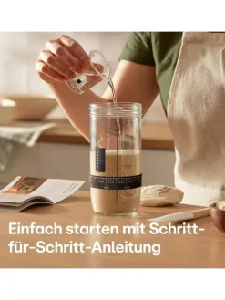 Praknu Koch- & Backutensilien<Sauerteig Starter Set aus Glas (700 ml) Komplett-Set mit Anleitung