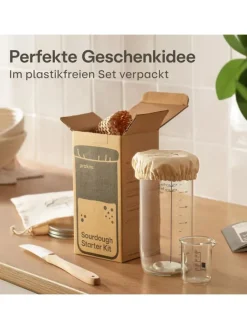 Praknu Koch- & Backutensilien<Sauerteig Starter Set aus Glas (700 ml) Komplett-Set mit Anleitung