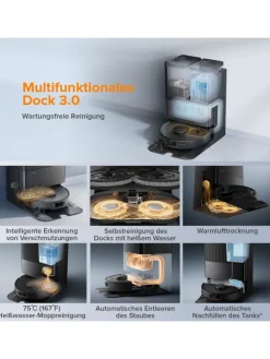 Roborock Staubsauger<Saugroboter Qrevo Edge S5A in Schwarz, 18500Pa, Dual Anti-Tangle-System
