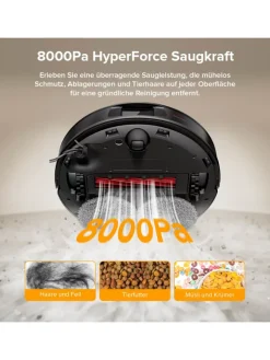 Roborock Klima & Haushalt|Staubsauger<Saugroboter QV 35A in Schwarz, mit Wischfunktion&Hebarem Wischmopp, 8000Pa