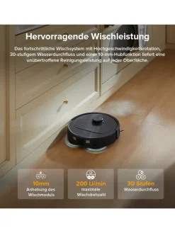 Roborock Klima & Haushalt|Staubsauger<Saugroboter QV 35A in Schwarz, mit Wischfunktion&Hebarem Wischmopp, 8000Pa
