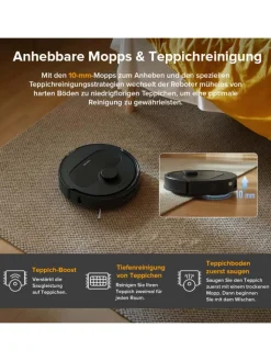 Roborock Klima & Haushalt|Staubsauger<Saugroboter QV 35A in Schwarz, mit Wischfunktion&Hebarem Wischmopp, 8000Pa