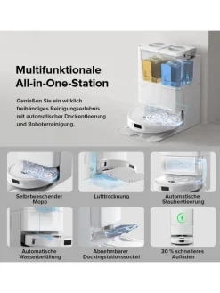 Roborock Staubsauger<Saugroboter QV 35A in Weiß, mit Wischfunktion&Hebarem Wischmopp, 8000Pa