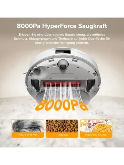 Roborock Staubsauger<Saugroboter QV 35A in Weiß, mit Wischfunktion&Hebarem Wischmopp, 8000Pa
