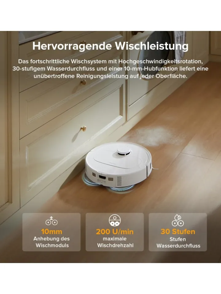Roborock Staubsauger<Saugroboter QV 35A in Weiß, mit Wischfunktion&Hebarem Wischmopp, 8000Pa