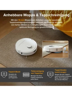 Roborock Staubsauger<Saugroboter QV 35A in Weiß, mit Wischfunktion&Hebarem Wischmopp, 8000Pa