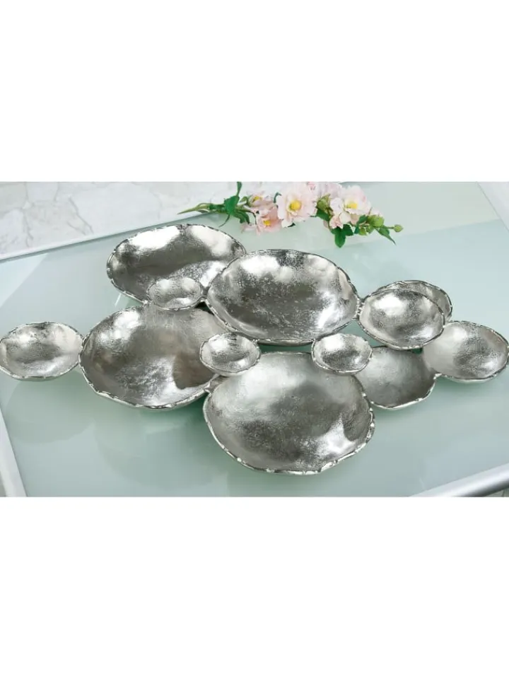 GILDE Dekoschalen<Schale "Multiple" in Silber - H. 8 cm - B. 75 cm