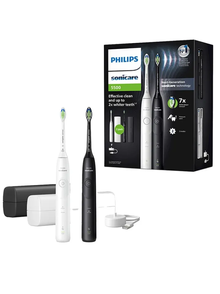 PHILIPS sonicare Zahn & Mundpflege<Schallzahnbürsten-Doppelpack " 5500" in Schwarz/ Weiß