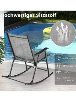 COSTWAY Gartenmöbel<Schaukelstühle 2er Set in Grau
