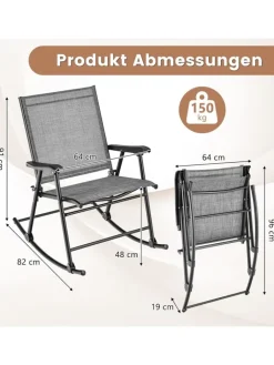 COSTWAY Gartenmöbel<Schaukelstühle 2er Set in Grau
