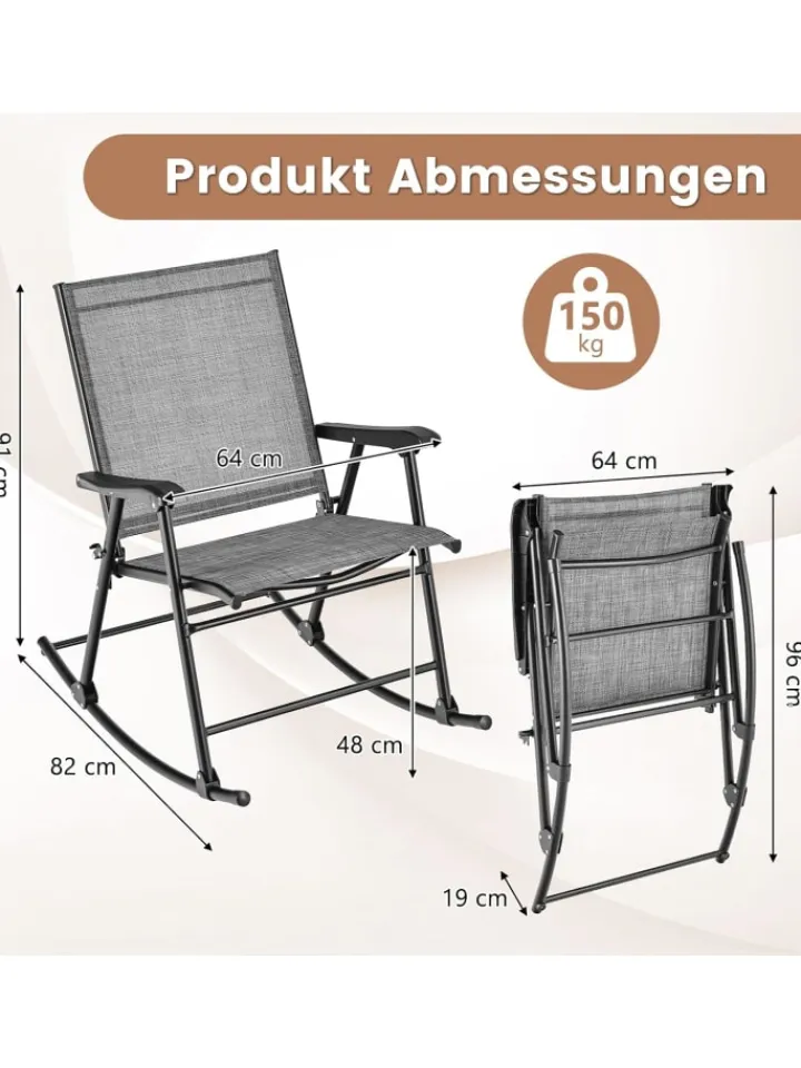 COSTWAY Gartenmöbel<Schaukelstühle 2er Set in Grau