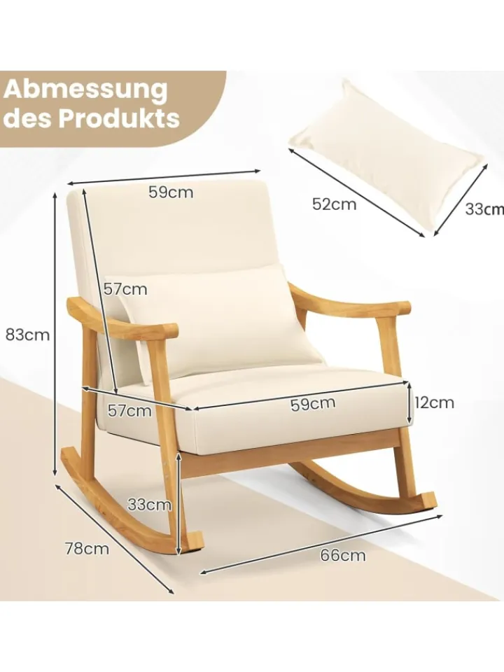 COSTWAY Sitzmöbel<Schaukelstuhl aus Holz in Beige