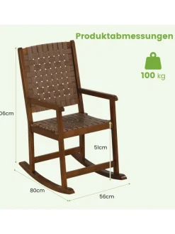 COSTWAY Gartenmöbel<Schaukelstuhl In- & Outdoor in Braun