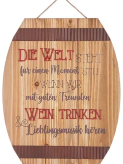 GILDE Dekofiguren & -Objekte<Schild "Weinfass" in Braun - (B)37 x (H)46,5 x (T)2 cm