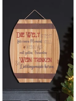 GILDE Dekofiguren & -Objekte<Schild "Weinfass" in Braun - (B)37 x (H)46,5 x (T)2 cm