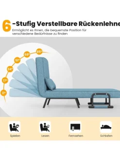 COSTWAY Sitzmöbel<Schlafsessel Klappbar in Türkis