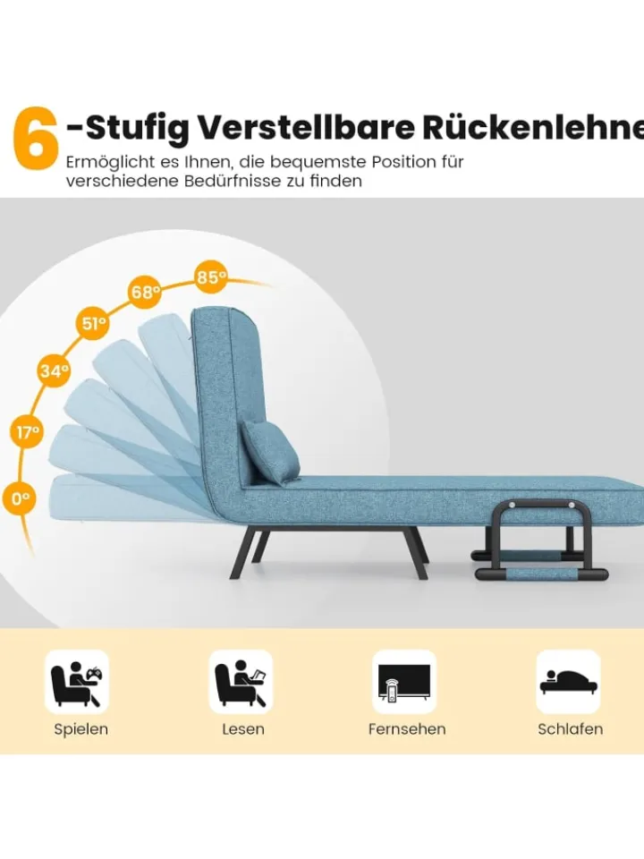 COSTWAY Sitzmöbel<Schlafsessel Klappbar in Türkis