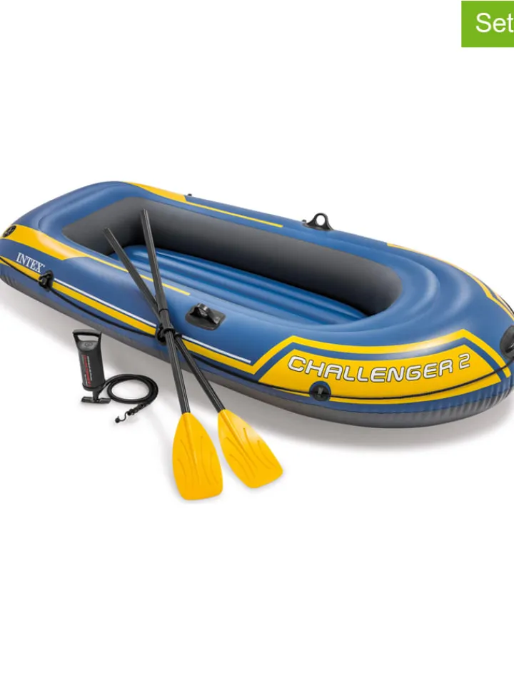Intex Gartenspielzeug<Schlauchboot in Dunkelblau/ Gelb mit Zubehör - (L)236 x (B)114 cm
