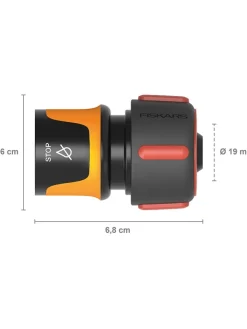 Fiskars Gartendekoration<Schlauchkupplung "CF QuHoseConnSTOP" in Schwarz/ Orange/ Rot