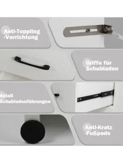 COSTWAY Schmuckkästen<Schminktisch mit LED-Beleuchtung 94x40x138,5cm in Weiß