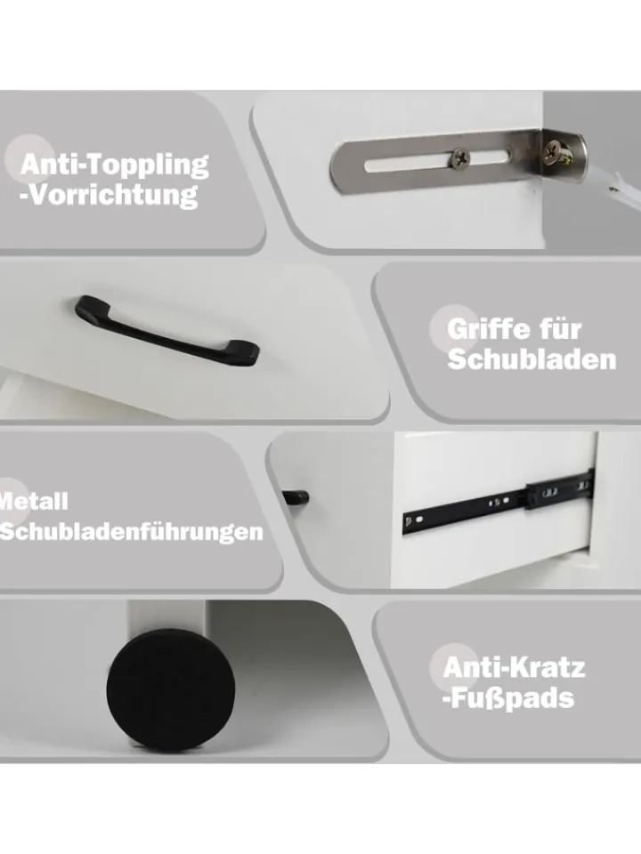 COSTWAY Schmuckkästen<Schminktisch mit LED-Beleuchtung 94x40x138,5cm in Weiß