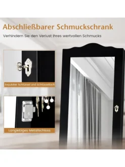 COSTWAY Schmuckkästen<Schmuck mit Ganzkörperspiegel in Schwarz