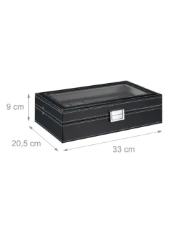 relaxdays Schmuckkästen<Schmuckaufbewahrung in Schwarz - (B)33 x (H)9 x (T)20,5 cm