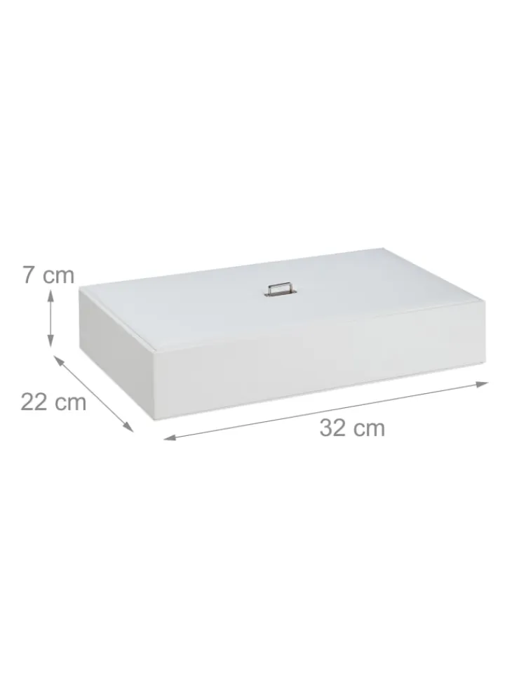 relaxdays Schmuckkästen<Schmuckaufbewahrung in Weiß - (B)32 x (H)7 x (T)22 cm