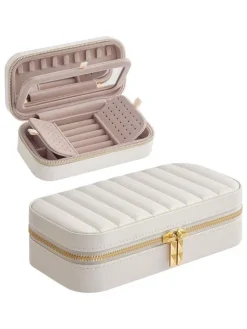 Songmics Schmuckkästen<Schmucketui in Weiß - (B)20,5 x (H)6 x (T)10,5 cm
