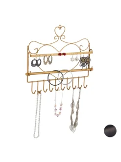relaxdays Schmuckkästen<Schmuckhalter in Gold - (B)36,5x (H)30 x (T)3,5 cm