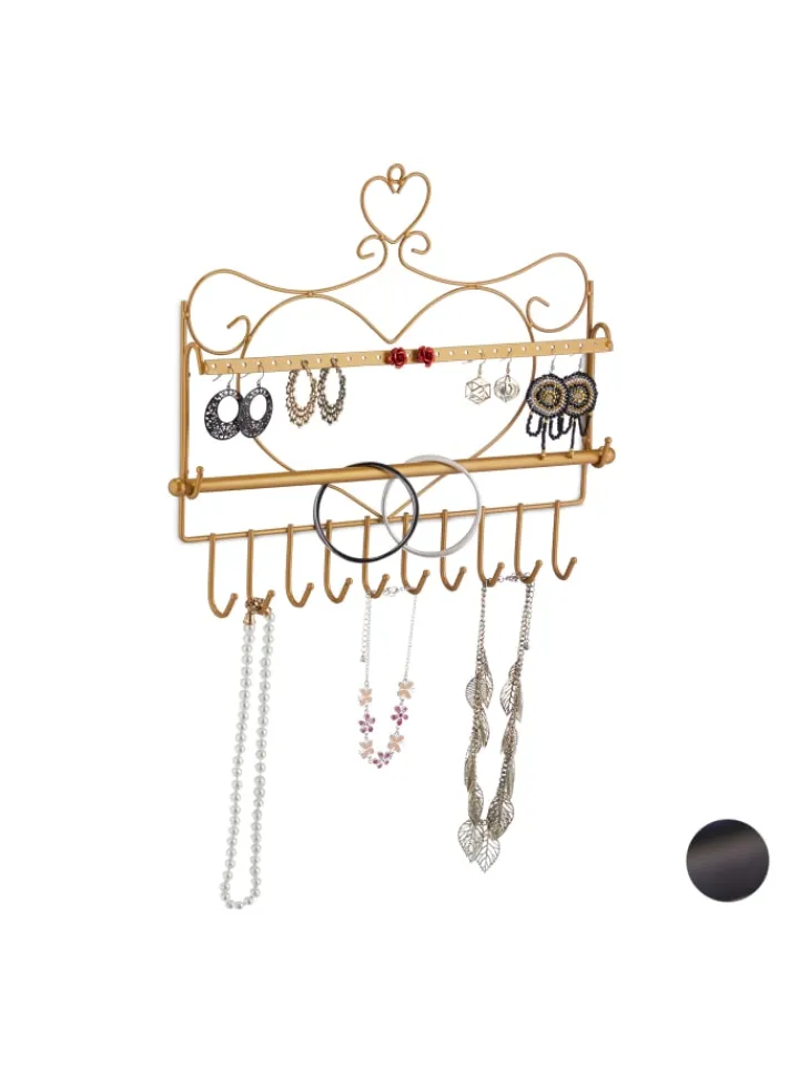 relaxdays Schmuckkästen<Schmuckhalter in Gold - (B)36,5x (H)30 x (T)3,5 cm