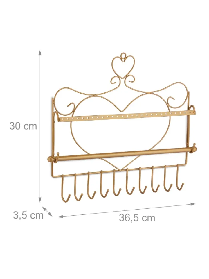 relaxdays Schmuckkästen<Schmuckhalter in Gold - (B)36,5x (H)30 x (T)3,5 cm