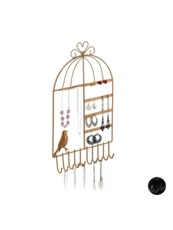 relaxdays Schmuckkästen<Schmuckhalter in Gold - (B)25,5x (H)44,5 x (T)4,5 cm