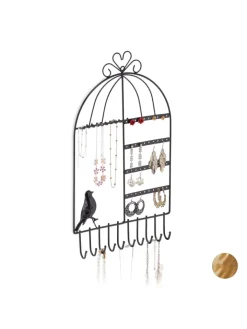 relaxdays Schmuckkästen<Schmuckhalter in Schwarz - (B)25,5x (H)44,5 x (T)4,5 cm