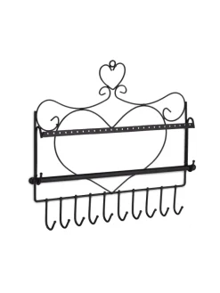 relaxdays Schmuckkästen<Schmuckhalter in Schwarz - (B)36,5x (H)30 x (T)3,5 cm