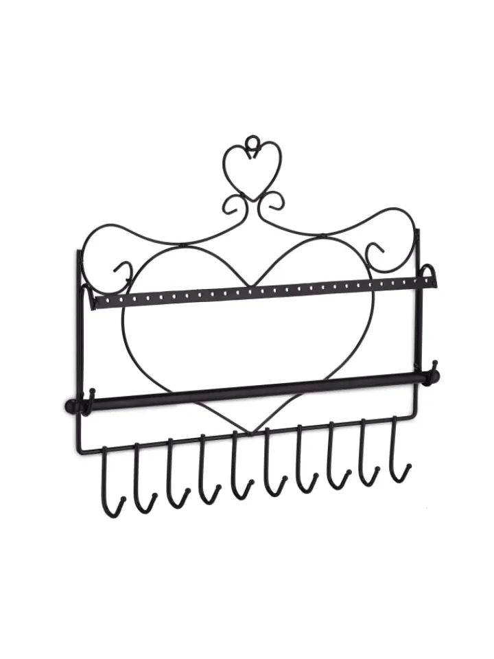 relaxdays Schmuckkästen<Schmuckhalter in Schwarz - (B)36,5x (H)30 x (T)3,5 cm