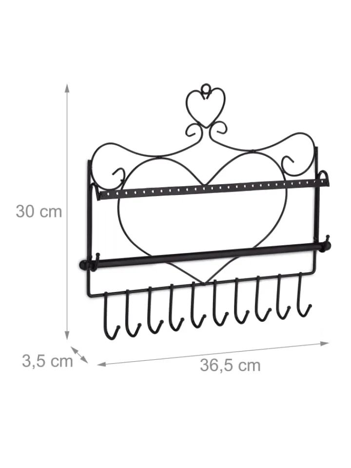relaxdays Schmuckkästen<Schmuckhalter in Schwarz - (B)36,5x (H)30 x (T)3,5 cm