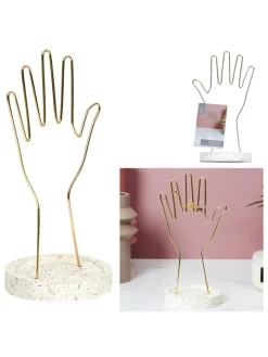 THE HOME DECO FACTORY Schmuckkästen<Schmuckhalter "Terrazzo" in Gold/ Beige - (H)28 x Ø 16 cm