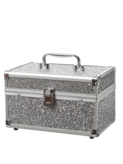 MARELIDA Schmuckkästen<Schmuckkoffer Schmuckkästchen mit Glitzer in silber