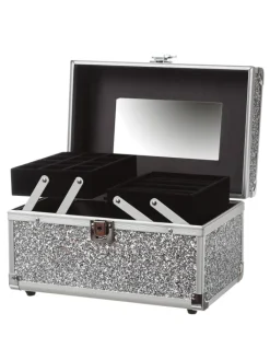 MARELIDA Schmuckkästen<Schmuckkoffer Schmuckkästchen mit Glitzer in silber