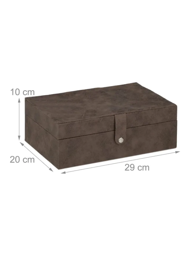 relaxdays Schmuckkästen<Schmuckkästchen in Braun - (B)29 x (H)10 x (T)20 cm