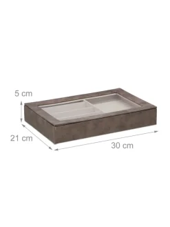 relaxdays Schmuckkästen<Schmuckkästchen in Braun - (B)30 x (H)5 x (T)21 cm