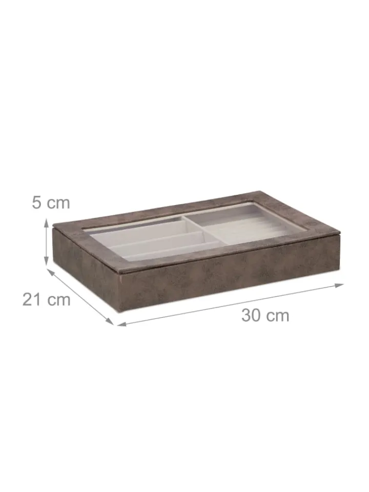 relaxdays Schmuckkästen<Schmuckkästchen in Braun - (B)30 x (H)5 x (T)21 cm