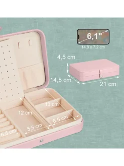 relaxdays Schmuckkästen<Schmuckkästchen in Rosa - (B)21 x (H)4,5 x (T)14,5 cm