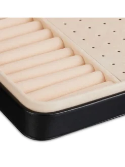 relaxdays Schmuckkästen<Schmuckkästchen in Schwarz - (B)21 x (H)4,5 x (T)14,5 cm