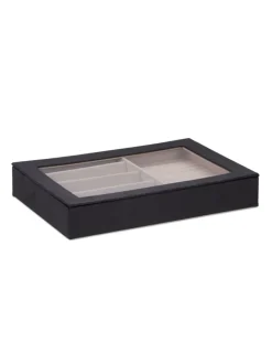 relaxdays Schmuckkästen<Schmuckkästchen in Schwarz - (B)30 x (H)5 x (T)21 cm