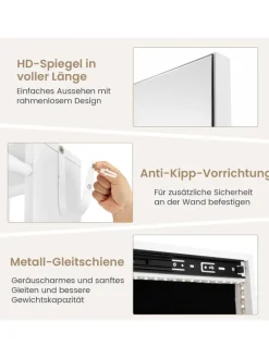 COSTWAY Schmuckkästen<Schmuckschrank dehbar mit Spiegel in Weiß