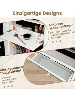 COSTWAY Schmuckkästen<Schmuckschrank hängend mit LED in Weiß